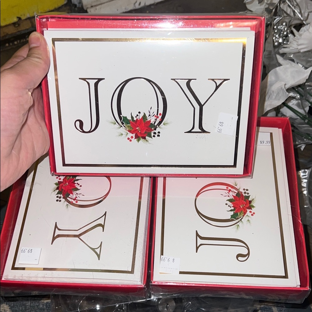 NWT SET OF 3 Festive Joy Holiday Cards - Red and White